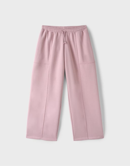 Stradivarius joggers barrel in cotone morbido rosa pastello, 6 di 7