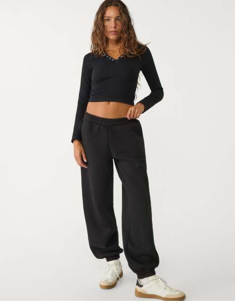 Stradivarius - Joggers boyfriend morbidi neri - view 1