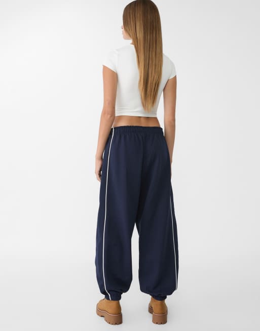 Stradivarius Joggers with piping in navy blue, 4 of 4