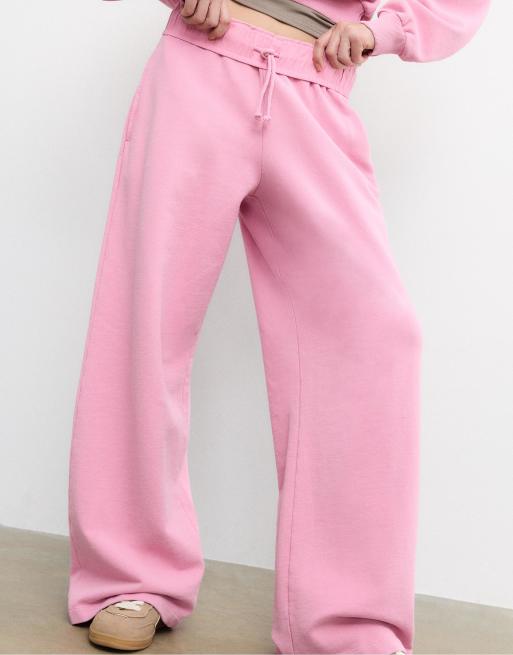 Stradivarius - Joggingbroek met rechte pijpen en verwassen effect in bubblegum roze, 4 van 4