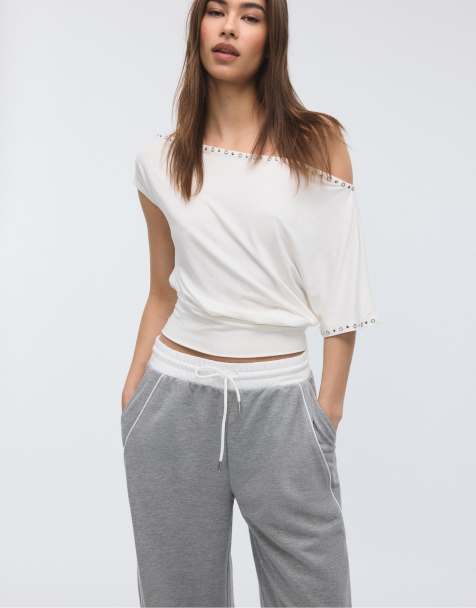 Stradivarius - Joggingbroek met trekkoord in gemêleerd grijs - view 1