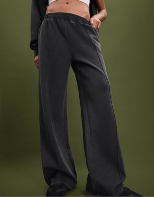 Stradivarius - Jogginghose in Dunkelgrau mit Interlock-Detail