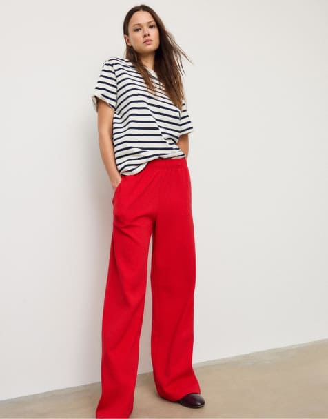 Stradivarius – Jogginghose in Rot mit weitem Bein - view 1