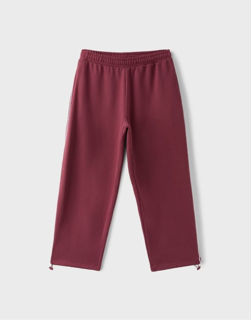 Stradivarius Jogginghose mit Knebelverschluss in Dunkelrot, 6 von 7