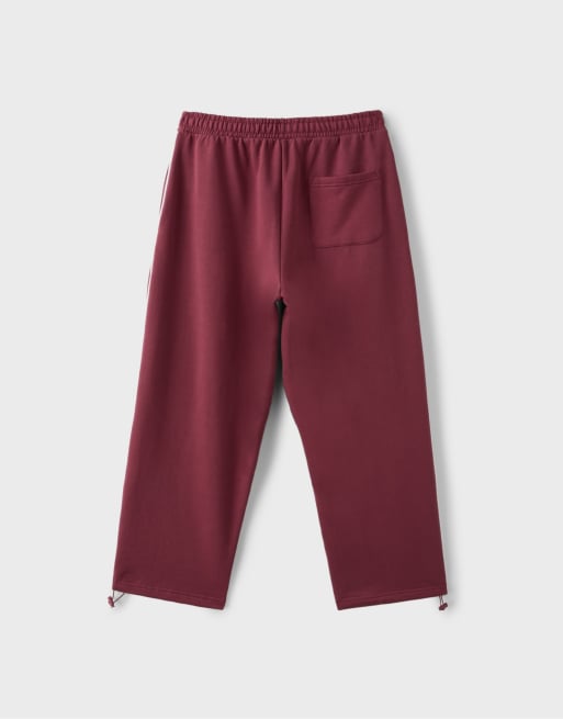 Stradivarius Jogginghose mit Knebelverschluss in Dunkelrot, 7 von 7