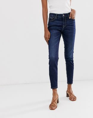 Stradivarius join life low waist skinny jeans in dark wash-Blue