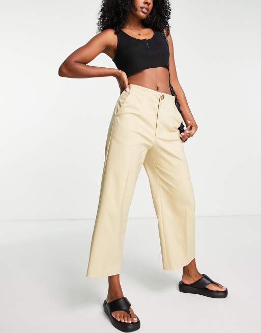 Stradivarius Jupe culotte ajustee a ceinture Camel