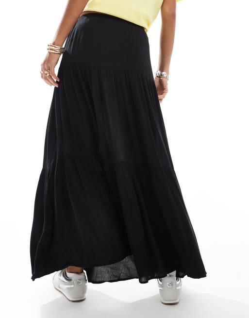 Stradivarius - Jupe mi-longue bohème - Noir, 3 de 5