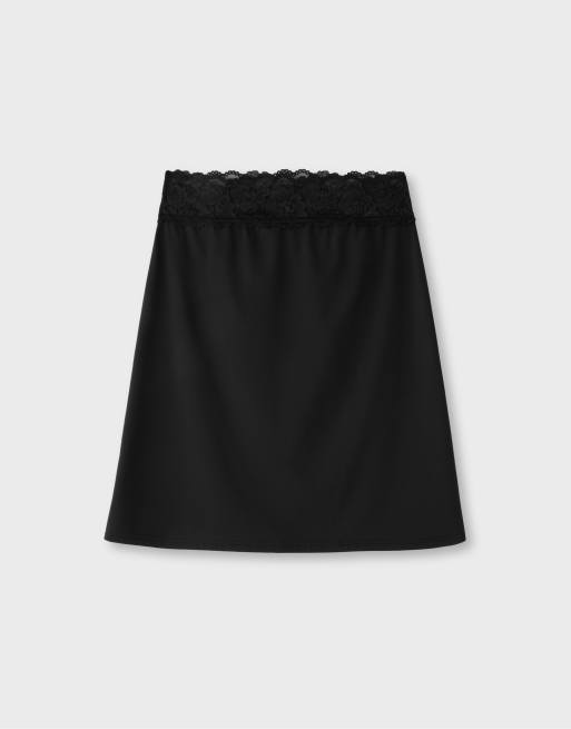 Stradivarius Jupe midi à taille en dentelle noire, 7 de 7