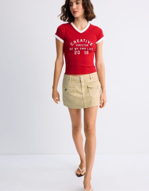 Stradivarius jupe-short cargo beige - view 1