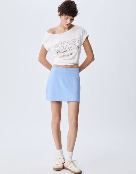 Stradivarius - Jupe-short courte - Bleu ciel - view 1