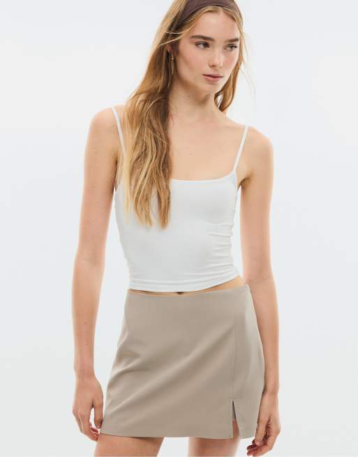 Stradivarius - Jupe-short fendue sur le côté - Marron, 5 de 7