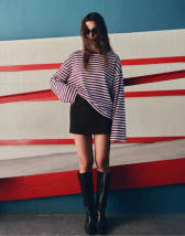 SHEIN LUNE Veste courte tricotée avec garniture bicolore de qualité