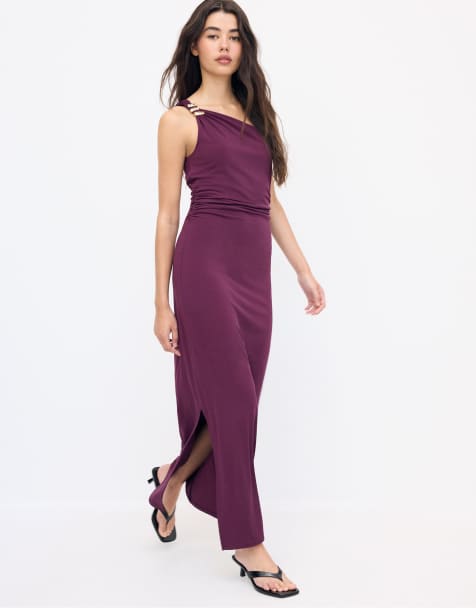 Stradivarius - Jurk met metallic detail in paars - view 1