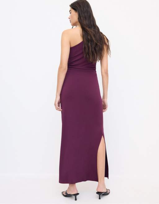 Stradivarius - Jurk met metallic detail in paars, 3 van 4