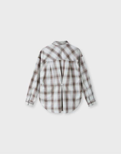 Stradivarius justerbar regular skjorte i khaki, 7 af 7