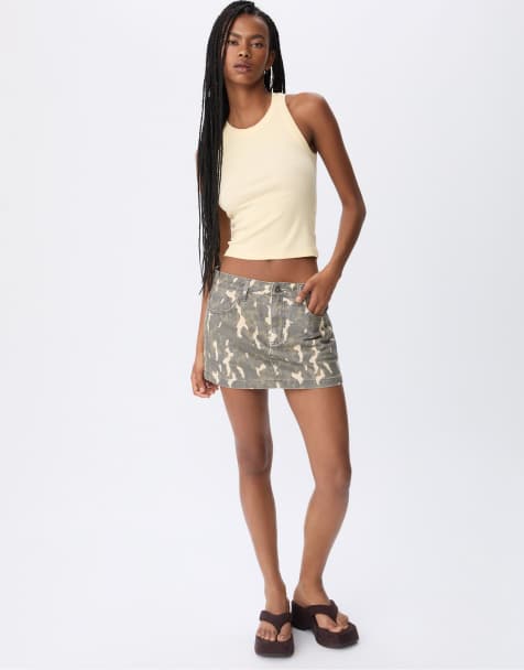 Stradivarius - Kakigrønt skort med print - view 1