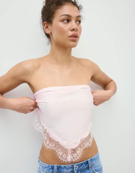 Stradivarius - Kanten pareo in pastelroze - view 1