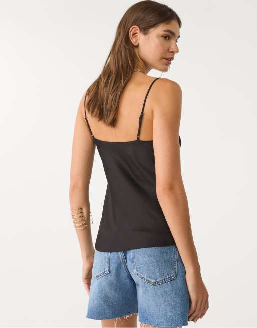 Stradivarius - Kanten top in zwart, 4 van 4