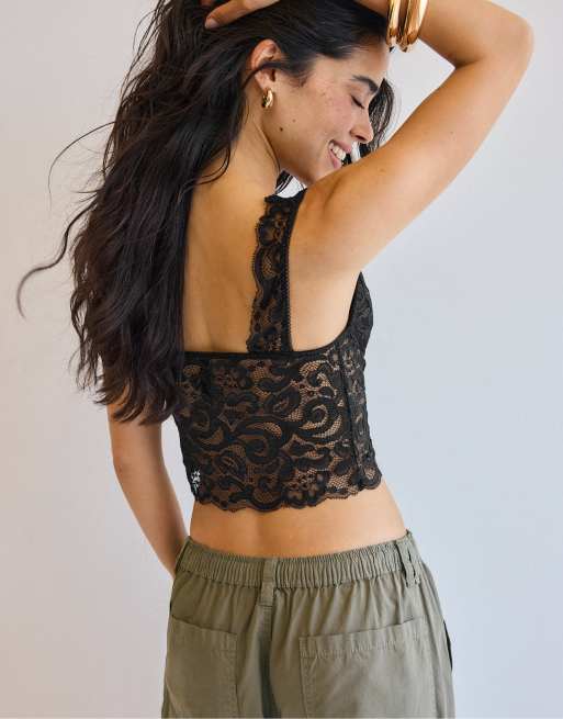Stradivarius - Kanten top in zwart, 3 van 4