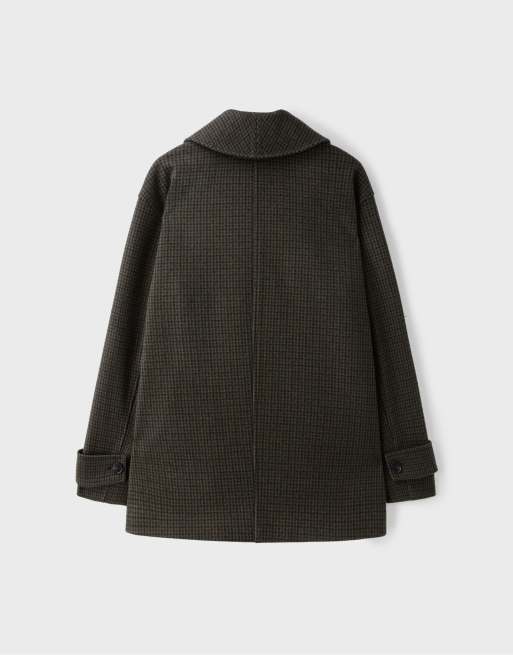 Stradivarius kappa i filt med sjalkrage i khaki, 7 av 7