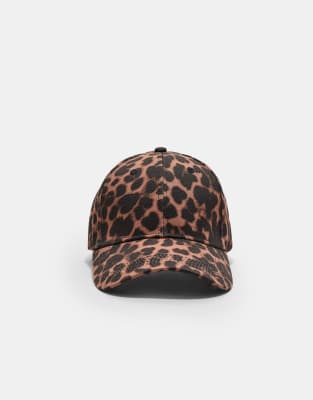 Stradivarius - Kappe in Braun mit Leopardenmuster-Brown