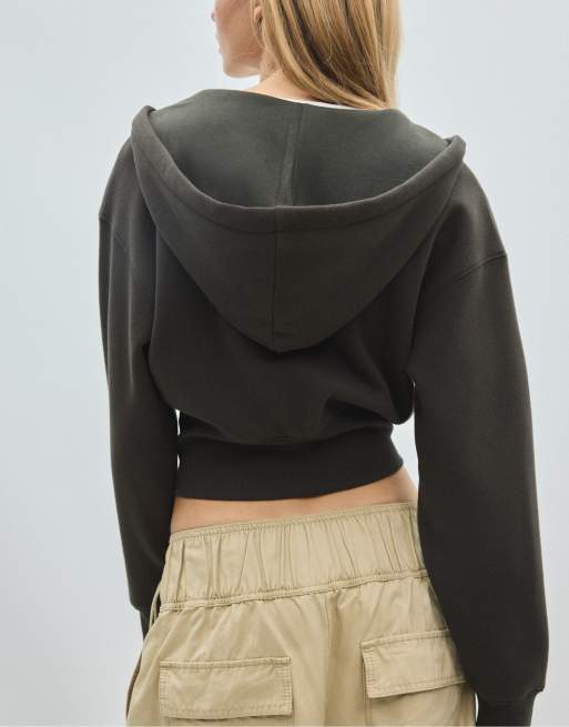 Stradivarius Kapuzenpullover mit Reißverschluss in Grün, 3 von 7