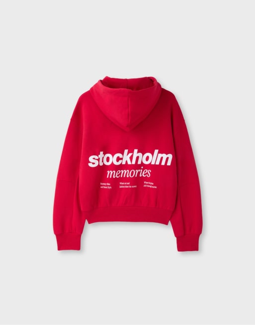 Stradivarius Kapuzenpullover mit Reißverschluss in Rot, 7 von 7