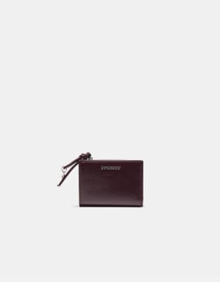 Stradivarius - Kartenetui-Geldbörse in Burgunderrot mit Zuglasche