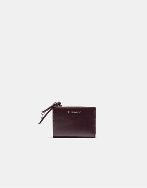 Stradivarius – Kartenetui-Geldbörse in Burgunderrot mit Zuglasche - view 1