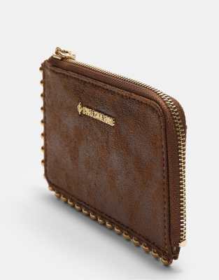 Stradivarius - Kartenetui in Braun mit Perlendetails-Brown