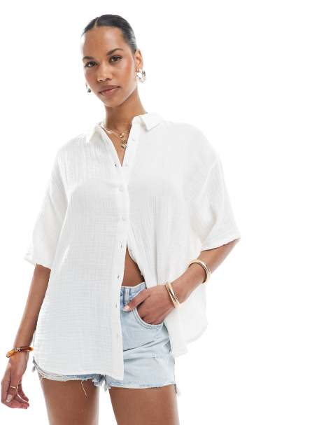 Stradivarius - Katoenen overhemd in wit - view 1