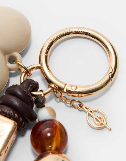 Stradivarius Key ring with beaded heart charm in gold, 3 of 3