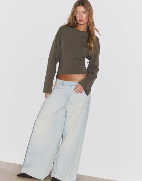 Stradivarius Kimono sleeve t-shirt in khaki - view 1