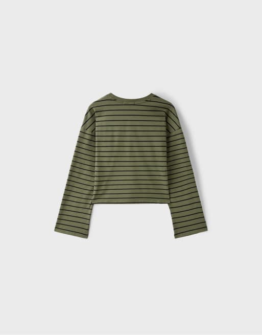 Stradivarius Kimono sleeve t-shirt in khaki, 7 of 7