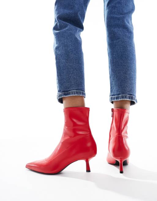 Red kitten heel sock hot sale boots