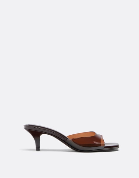 Stradivarius Kitten heel sandal in clear brown in brown - view 1
