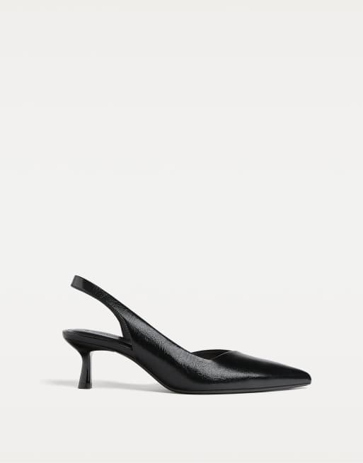 Stradivarius kitten heel slingback in black in black, 2 of 5