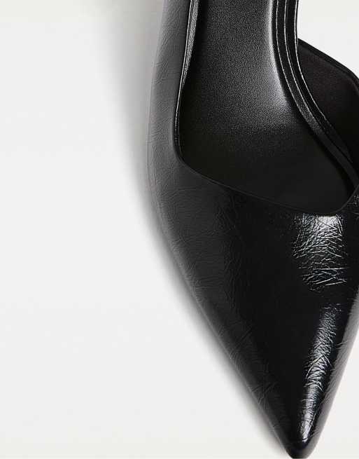 Stradivarius kitten heel slingback in black in black, 5 of 5