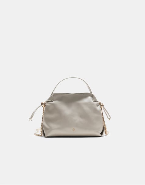 Stradivarius kleine gerimpelde crossbodytas in ecru - view 1