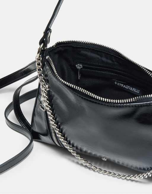 Stradivarius – Kleine Schultertasche in Schwarz mit Kettendetail, 4 von 4