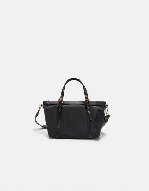 Stradivarius – Kleiner Shopper zum Umhängen in Schwarz mit Kontrastdetails - view 1