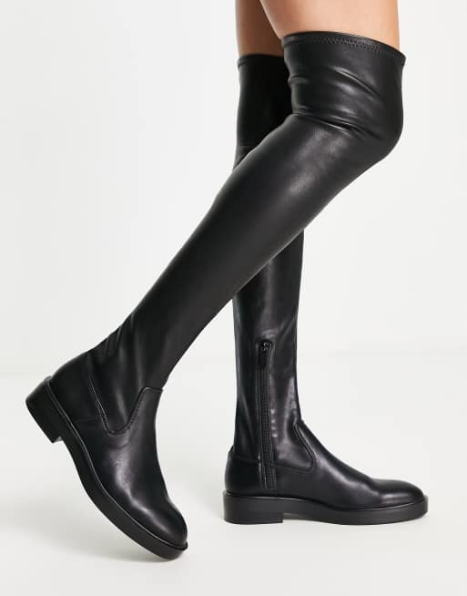 Stradivarius knee high boot in black | ASOS