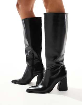 Stradivarius knee-high boots in black | ASOS