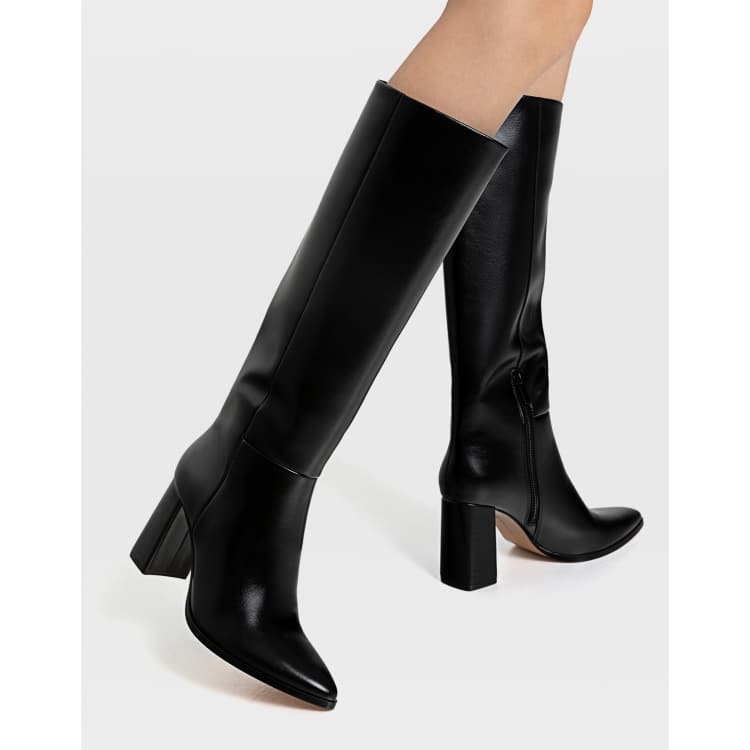 Womens black knee high best sale heel boots