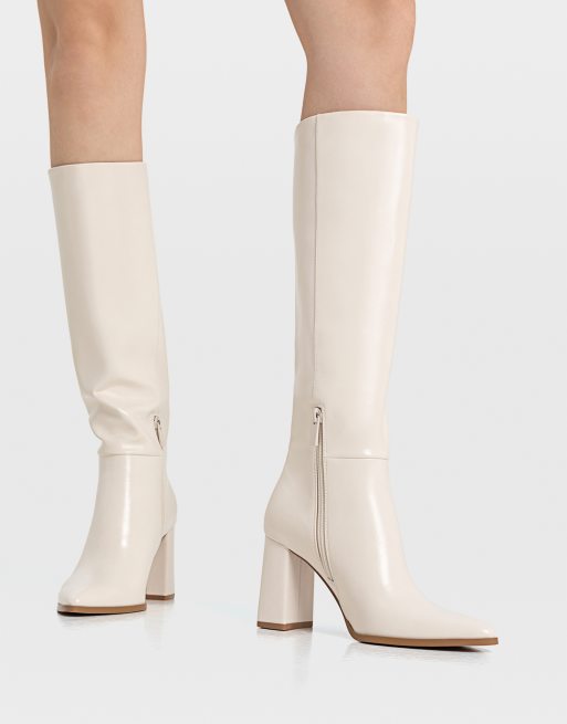 Cream store knee boots