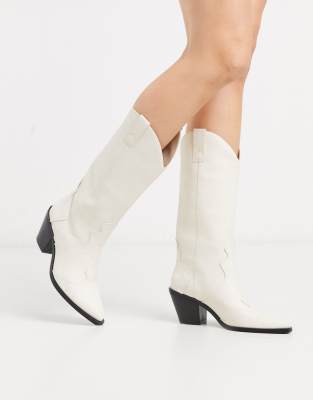 knee high white cowboy boots