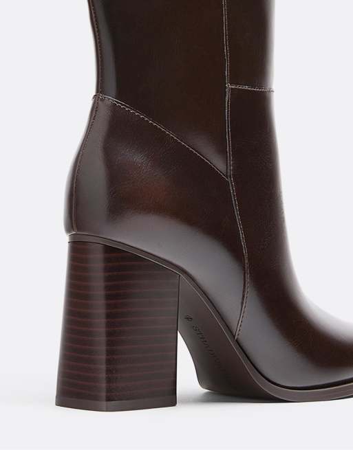 Stradivarius High-heeled boots in brown