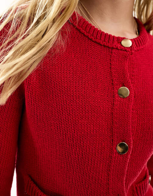 KNIT CARDIGAN WITH GOLDEN BUTTONS - Ecru