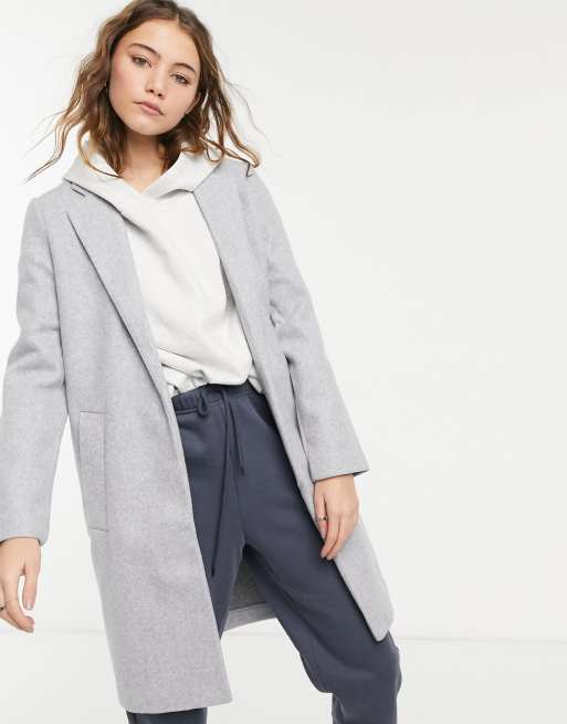 Stradivarius knit coat in grey